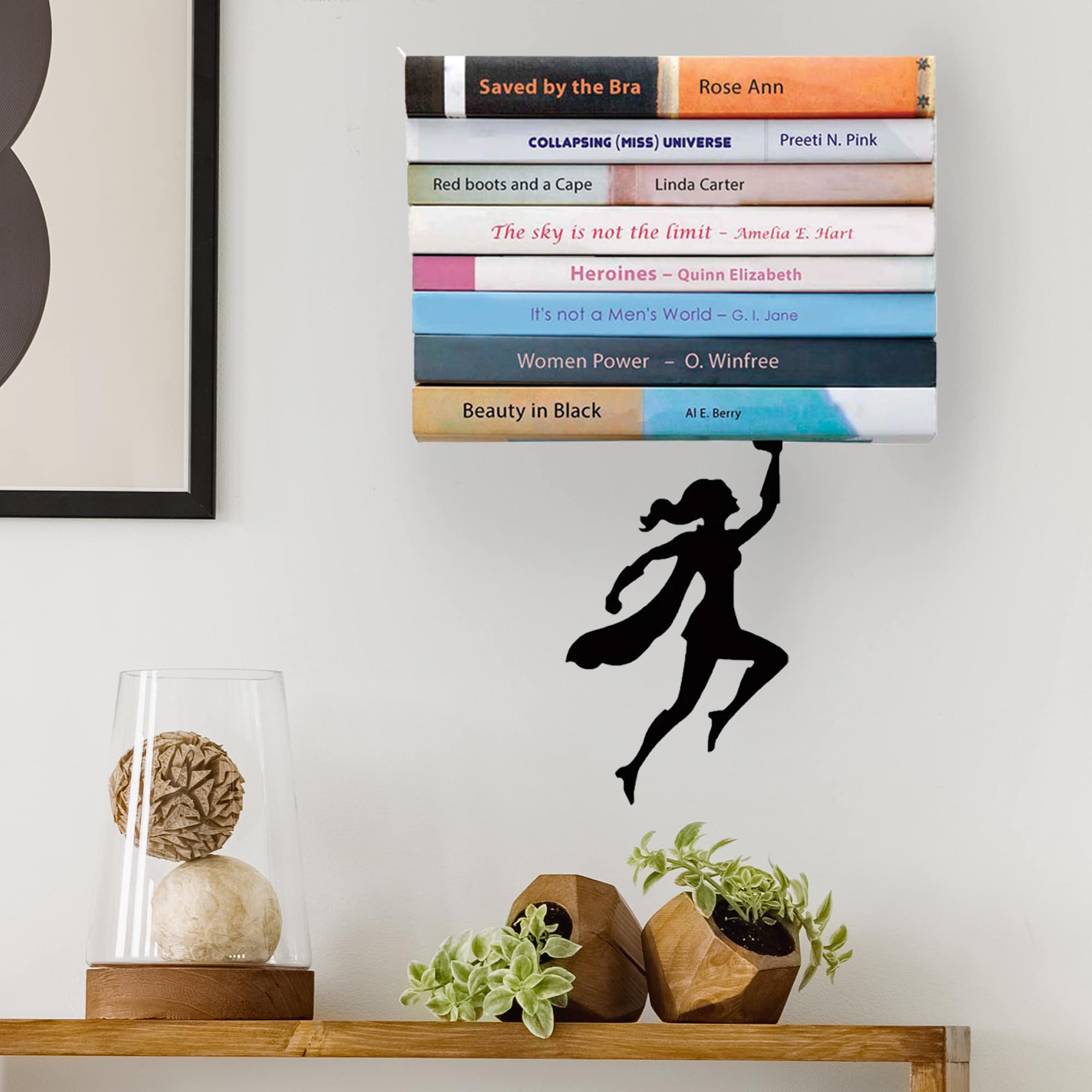 ARTORI Design Wondershelf Floating Female Super hero Girl Women Bookshelf Holder 