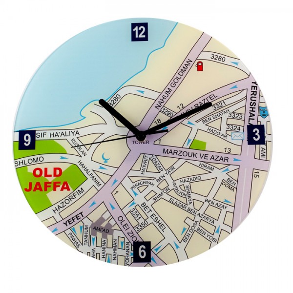 Jaffa Map  Wall Clock - English
