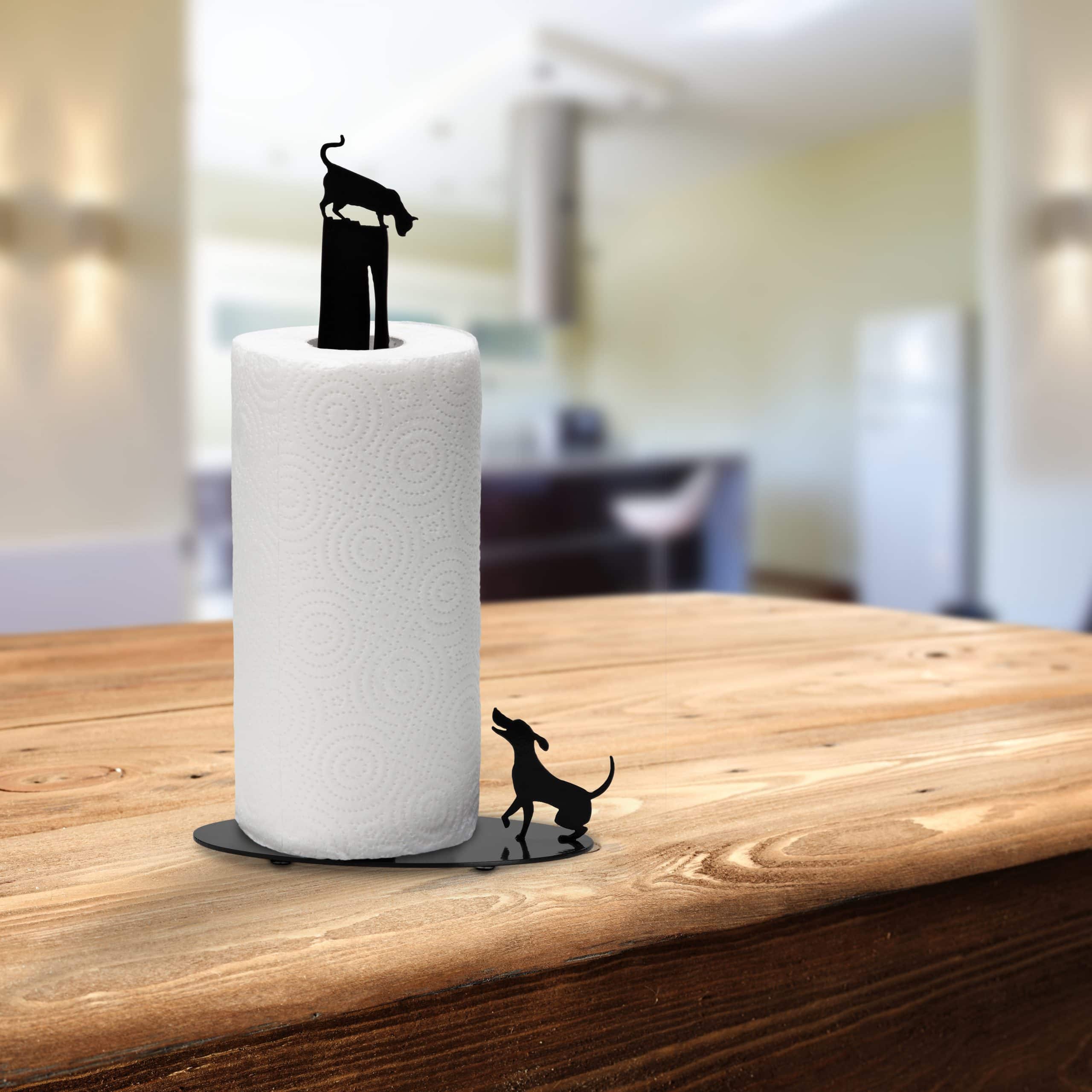 Dog Vs. Cat - Paper Towel Holder - Black by Artori Design