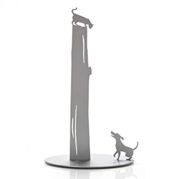 Dog Vs. Cat - Kitchen Paper Towel Holder - Light Grey by artoridesign